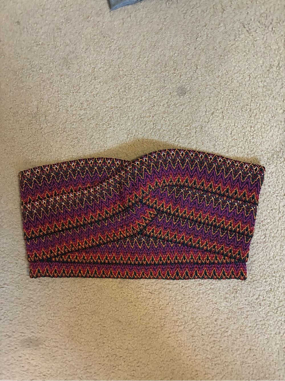 Colorful Zigzag Strapless Crop Top - Multicolor